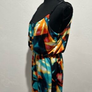 Bailey blue abstract stretchy print casual summer dress size large